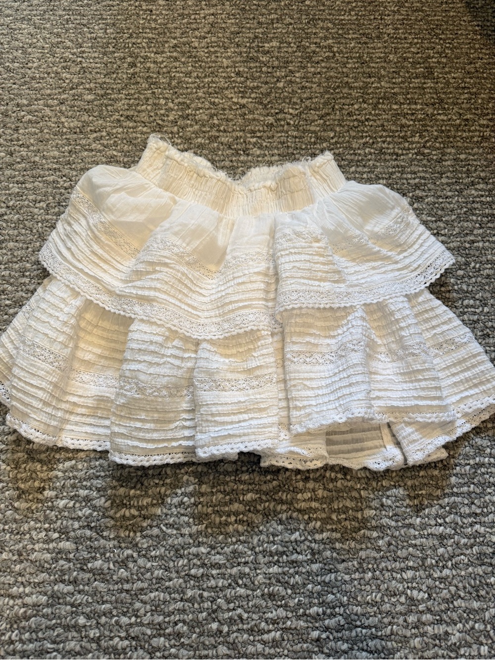 aerie White Ruffled Lace Mini Skirt